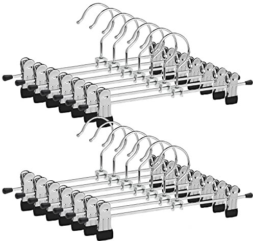 Polmart Cintre Lot de 12, en MéTal avec Clips RéGlables, Gain Place 40cm