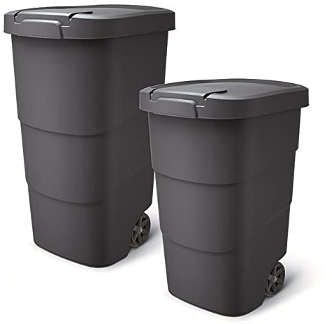 R.G. Gartenabfallbehälter 110L Anthrazit – Fahrbare Gartentonne mit Deckel, Universaltonne HDPE Kunststoff, Mülltonne für Gartenabfälle & Laub, Wetterfest & UV-Beständig