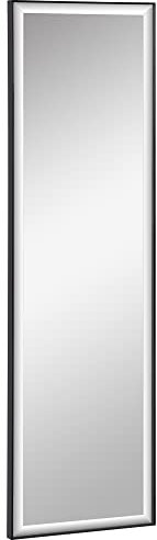 HOMCOM Miroir Mural dim. 120L x 35l cm - Film sécurité Anti déflagrant, système Attache Inclus - Cadre Alliage alu. Noir