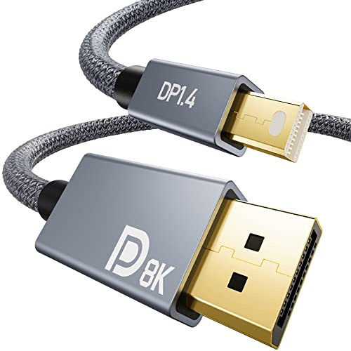 YOJOCK 8K Cable Mini DisplayPort a DisplayPort, Thunderbolt2 to DP [8K@60Hz, 4K@144Hz, 2K@240Hz], AMD FreeSync, HDR, 3D, G-SYNC para iMac, MacBook, Laptop, PC, Monitor, Gráficos
