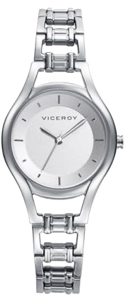 Viceroy Reloj Mujer Analógico de Acero Ligero - 30 mm - Movimiento de Cuarzo - Esfera Blanca - Resistente al Agua 3 ATM - Brazalete Fino - Colección Air – 401146-07