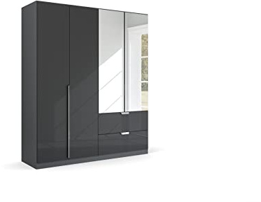 Rauch Möbel Quadra-Spin Glamour, Schrank, Hochglanz Effektgrau, Breite 181 cm
