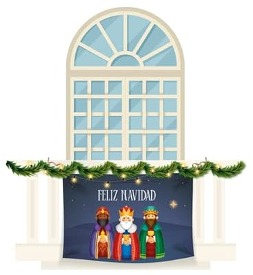 Porras E&B Balconera Feliz Navidad | Los Reyes Magos | Decora y Celebra Las Fiestas | Repostero Navideño