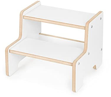 Obubu - Tritthocker für Kinder - Montessori - Tritthocker Kinder - Hocker Holz - Toilettenhocker - Hocker Kinder - Badhocker - Tritthocker Holz - Schemel bis zu 50 kg - 2 Stufen - Weiß