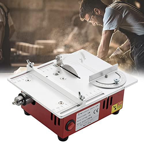 DYK&NX Seghe da Tavolo Mini Elettriche, Lavorazione del Legno Tornio da Banco con 3 Lame per Sega, profondità di Taglio Regolabile 0,1~14mm