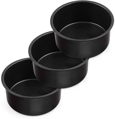 Homikit 4 Inch Cake Tin Set of 3, Stainless Steel Round Cake Mould for Small Cakes Breads, Wedding Birthday Christmas Baking, Healthy & Non-Stick, Easy Clean