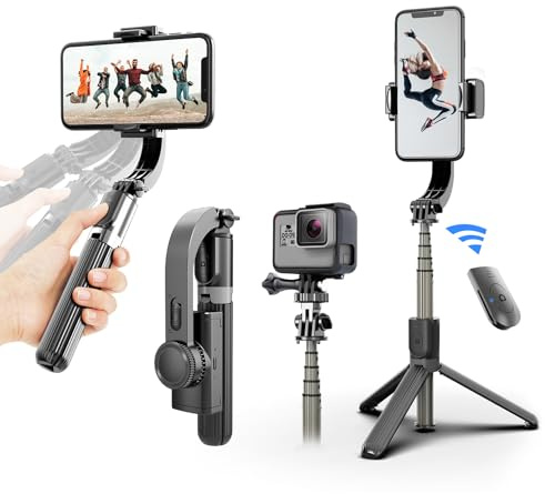 Stabilisateur de cardan pour smartphone, perche à selfie avec télécommande et rotation à 360°