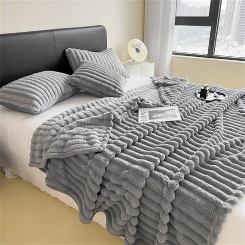Heavyoff Kuscheldecke Flauschig Decke Fleecedecke, Sofadecke Wohndecke Warm Winter Weich als Couchdecke, Tagesdecke oder Sofaüberwurf Grau, 150x200cm