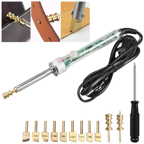 BAUSATZ Electric Leather Heat Edge Creaser Machine Sealing Stamping Heater AC 100-230V Leather Grooving Tool Leatherworking DIY Leather Edge Polishing Tool (UK Plug)