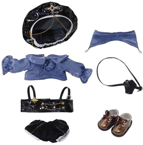 niannyyhouse 20cm Puppe Kleidung Hut Hemd Westen Hosen Schuhe Zubehör Gentleman's Suit 8 Plüsch Puppe Dress Up (Blau)