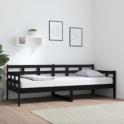 LAPOOH Tagesbett Schwarz Massivholz Kiefer 80x200 cm, Schlafsofa, Daybed, Bettsofa, Sofa Bed, Sofabett, Schlafcouch, Jugendbett, Bettgestell, Bettcouch - 820366