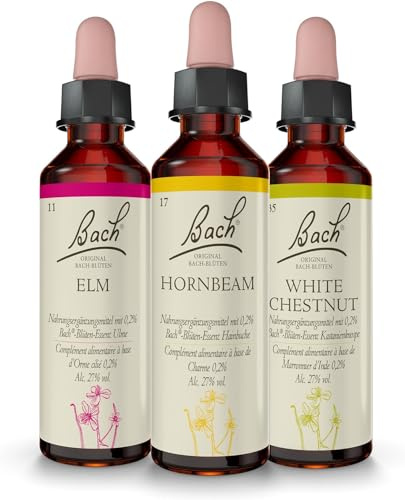 Original Bachblüten Tropfen Set Genieße den Moment | Set 3x20ml Nr. 11 Elm (Ulme), Nr. 17 Hornbeam (Hainbuche), Nr. 35 White Chestnut (Weiße Kastanie) | Halte durch und vertrau dir selbst