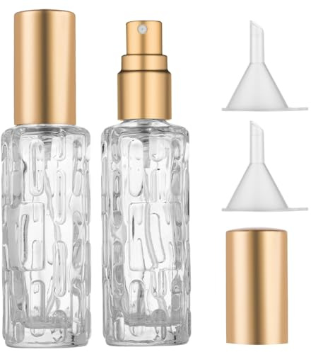Zingso Cocktail Atomizer Coffee Bean Spritzer, Coffee Bean Spray Bottle for Absinthe Vermouth, Refillable Perfume Atomizer RDT Spray Bottle Bitters Bottles for Cocktails (2pcs-Gold + Gold)