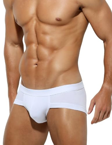 Mauro Kane Herren-Slips Unterwäsche Low Rise Underwear Männer Boxershorts Unterhosen Slip Modal Stretch Sport Weiß M