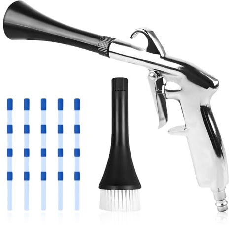 Pistolet de Nettoyage à Air Comprimé, Soufflette à Sec avec 5 Tuyaux et Buse, Brosse, Pistolet de Soufflage à Sec, Pistolet à Air Comprimé Haute Pression pour Nettoyer Poussière et Saleté Dans Voiture
