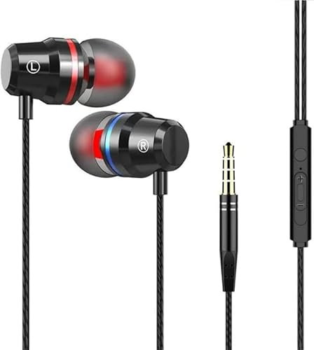 Earphones, 3.5mm Jack In-Ear Wired Headphones, Noise Isolating & Lightweight Headphones with High Sensitivity Microphone & Volume Control, Compatible with All 3.5mm Jack Devices. (Black)