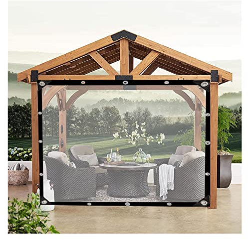 Bâche en plastique transparent imperméable avec œillets pour pergola, porche, tonnelle, protection contre la pluie, taille 3,2 x 3 m, utilisation en intérieur/extérieur