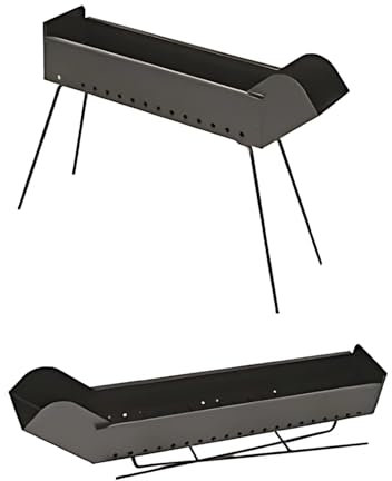 MOHOME Cuocispiedini Carbonella Carbone Barbecue Metallo Nero Dimensioni 60 x 14 x 65 cm Arrosticini Spiedini Gambe Richiudibili Resistente Fori Areazione Calibrati Feste Sagre Pic Nic Campeggio