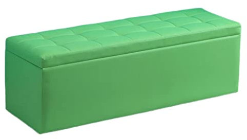 Panca portaoggetti pieghevole in pelle verde, sgabello per soggiorno, camera da letto, ufficio, giardino, 110 x 40 x 40 cm, mobili multifunzionali con sgabello