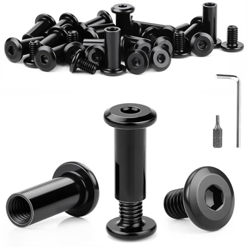 Mbsomnus 25 Pezzi Viti per Mobili M4x12 mm Viti di Collegamento M4 Acciaio Inox A2 V2A Sepolte Dado a Manicotto con Chiave a Sei Punte e Bit a Sei Punte H2.5 per Mobili Pannelli in Legno Armadi