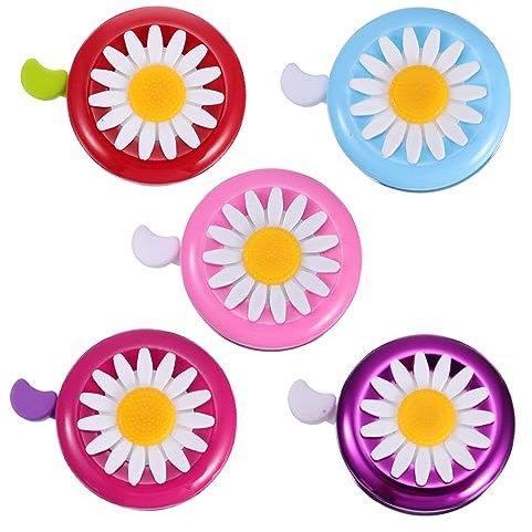 YARNOW 5 Pezzi Campanello per Bicicletta per Bambini con Grazioso Motivo Floreale Accessorio per Campanello per Scooter Colore Casuale