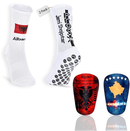 ProSx - Fußballsocken & Mini Schienbeinschoner Set I rutschfest & Leicht I Fußballsocken Herren I Mini Shin Pads I Länderdesigns I Kinder & Erwachsene I Carbon