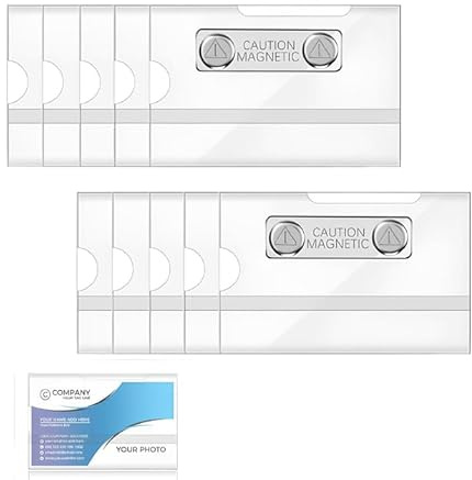 10 stycken hållare magnetskyltar, magneter ID-brickor, konferensmärke, horisontell ID-kortshållare, transparent ID-kort, magnetiska namnskyltar för skolföretag