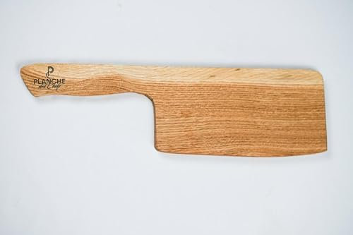 SUPER FABRIQUE Planche des Chefs, planche en chêne naturel, pour apéritifs et service, charcuterie, viande et fromage, design couteau hachoir, format original (38,8 par 10,8cm)