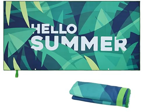 Anseom Telo Mare Grande 180x90cm, Telo da Spiaggia in Microfibra Asciugatura Rapida, Asciugamano Mare Super Assorbente Asciugamano da Bagno per Spiaggia Piscina Viaggio (Foglie)