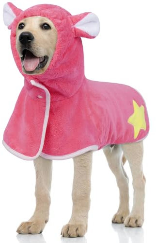 LeleTail Hunde-Bademantel mit Bauchwickel, schnell trocknend, saugfähig, verstellbar, super weich für kleine, mittelgroße und große Hunde, Kapuzenhandtuch für Hunde nach dem Baden, Größe XS-XL