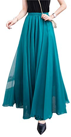 Artykey Kvinnor Lång Kjol Sommar Boho Hög Midja Plisserad Kjol Strand Dans Festival Strand Maxi Kjol, En storlek smaragdgrön, one size