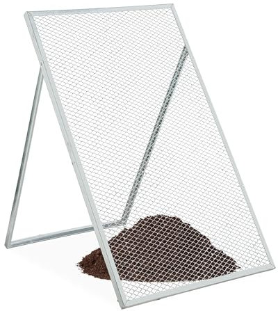 Relaxdays Cribadora Tierra, 100x60 cm, Criba Jardín, Metal Galvanizado, Malla de 15 x 25 mm, Tamiz Abono, Plateado, Acero