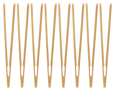 Fasizi Lot de 8 Pinces à Pain en Bois de 18 cm pour Barbecue, Petites Pinces en Bambou, idéales pour la Cuisine, Le Barbecue, Les pâtisseries, Le Pain