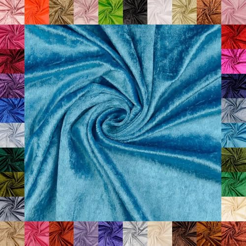 fingsi Mats Pannesamt Stoff – Coupon – edler glänzender Stretch Stoff – 145 cm breit – Dekostoff – Kostüme – Bühne – Vorhänge – Bekleidung – Möbel (11. Türkis 2,0m)