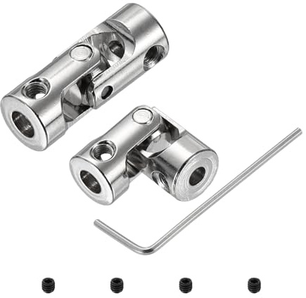 sourcing map 2pcs Universal Joint Shaft Coupling, 3.17mm to 4mm Inner Dia Rotatable Steering Shaft U Joints Coupler with Screws & 1.5mm Wrench for RC Car, Robot, Boat Drive Ship Motor Use