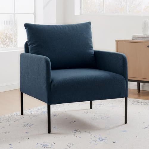 chairus Sofá Individual Moderno Silla Relax con Respaldo, Sillón Lectura Tapizado Butaca de Salón con Cojines Acolchados para Sala de Estar/Dormitorio, Azul