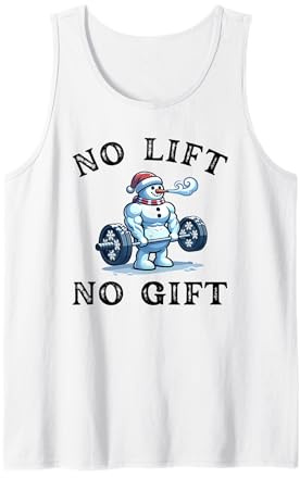 No Lift no Gift Divertido Entrenamiento muñeco de Nieve Navidad Gimnasio Broma Camiseta sin Mangas