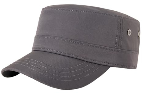 HIQIU Military Cap herr lätt snabbtorkande armékeps platt cadet hatt unisex militär armé basebollkeps justerbar, Mörkgrå, one size