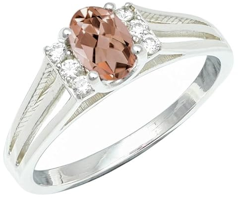 SILVERTROVE Ädelsten 925 sterlingsilver snygg handgjord band ring presentartiklar män och kvinnor smycken CRG1241AA, Ädelmetall Ädelsten, laboratorieodlad morganit