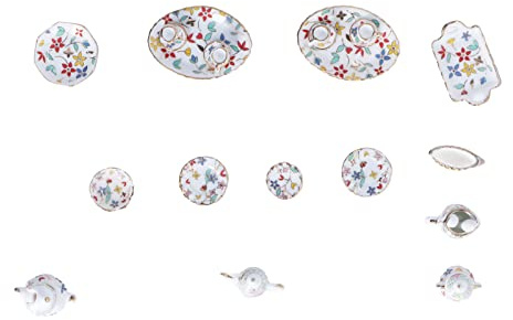 RIZGHWOY Juego de Tazas de té de Cerámica en Miniatura Decorativas de Simulación de Casa de Muñecas, Exquisito Juego de Juguetes de Fiesta de té de Porcelana para Casa de Muñecas 1:12, para (#13)
