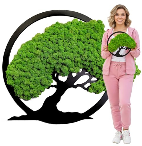 Scandinavian Moss Moosbilder in Form Eines Baumes - Schön Aussehender Wand Baum - Bringen Sie Leben Ihre Wohnung - Wandbild aus Natürlichen Rohstoffen und Deko Moos 30cm