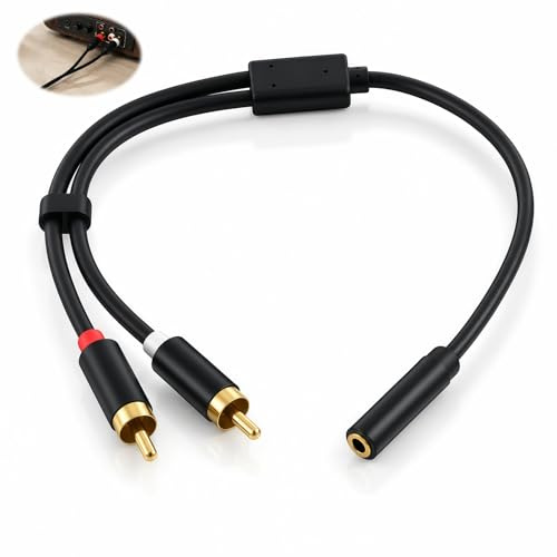 Câble Jack 3,5 mm Femelle vers 2 RCA Mâle 30 cm, Adaptateur Audio Stéréo AUX vers RCA, Connecteurs Plaqués Or, Câble Audio Compatible Smartphone TV PC Tablette Amplificateur Barre de Son Home Cinéma