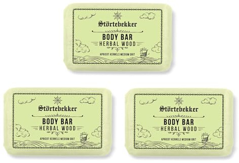 Störtebekker® Premium Body Bar Herbal Wood - Festes Duschgel 3 x 120g | Body Scrub, Festes Duschgel, Natürliche Reinigung, Handgefertigt, Ohne Zusätze