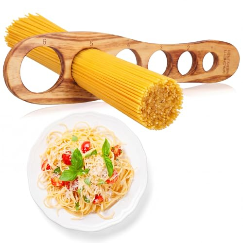 GlikCeil Wood Spaghetti Pasta Measurer Tool with 6 Serving Holes | Pasta Noodle Measuring Tools, Portion Control Gadgets, 6 Holes Quick Spaghetti Portion Tool for Kitchen Cooking Accessories