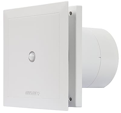 Airflow QT120MST Extractor Baño con Sensor Movimiento y Temporizador 15 Min, 120 mm, Fabricado en Alemania, 32 dB, 2 Velocidades, QuietMark, 10/13 W, Garantía 3 Años