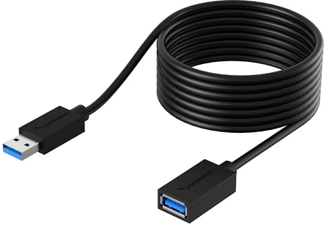SABRENT USB-förlängningskabel 3 m, USB A 3.0 hane till hona, datasynkronisering USB-förlängningskabel 5 Gbps hög hastighet för laddningskabel, USB-minne, skrivare, PS4/5, USB-hubb, extern hårddisk etc