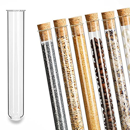 Tuuters 25x Glas Reagenzgläser mit Korken, Reagenzglas mit Bördelrand (160 x Ø 24mm)
