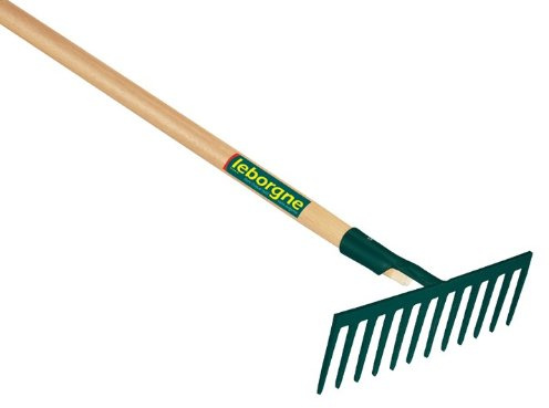 Leborgne, Râteau Forgé 16 Dents Droites, Manche Bois Certifié PEFC 100%, Acier Forgé et Trempé, Idéal pour Ramasser Débris et Cailloux, Manche Extra Long de 150 cm, Outil de Jardinage Efficace