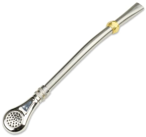Delicatino – Bombilla Pampa av rostfritt stål färg silver 16 cm, filter av ren zink, Mate te Bombilla, Mate te sil sugrör i skedsform, Yerba Mate te, Mate te, Cuchara mate
