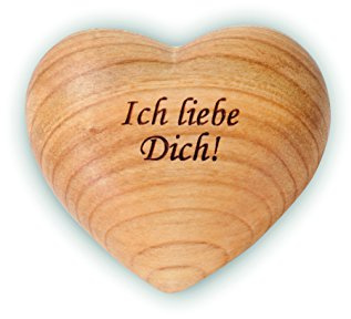 Waldfabrik Black Forest Herz mit Gravur aus Zierholz, ideal als Geschenkidee und Glücksbringer, Spruch wählbar (Ich Liebe Dich!)